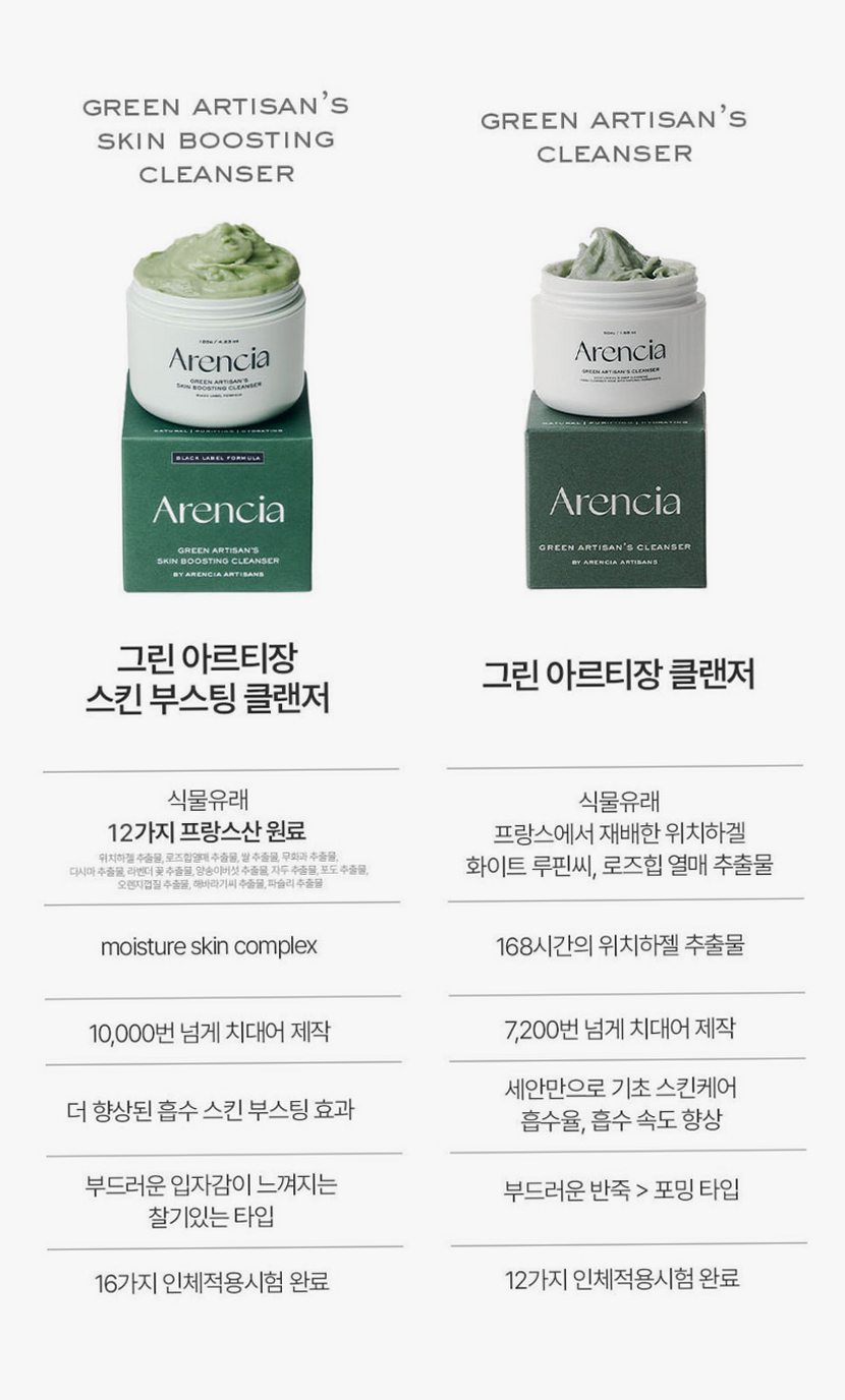 [9월 네이버PICK,증정] 아렌시아 그린 아르티장 스킨 부스팅 떡솝 클렌저 120g, 1개