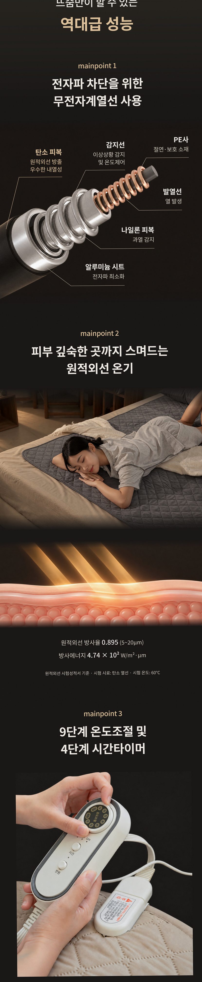 뜨숨 1인용 전기매트 싱글 전기장판 캠핑 탄소매트 카본 전기요 차콜